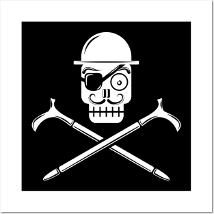 Pirate Skull with Bowler Hat (white) Posters and Art